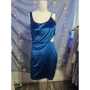 Lulus Teal Blue Velvet Cabaret Cutie Bodycon Mini Dress Homecoming M